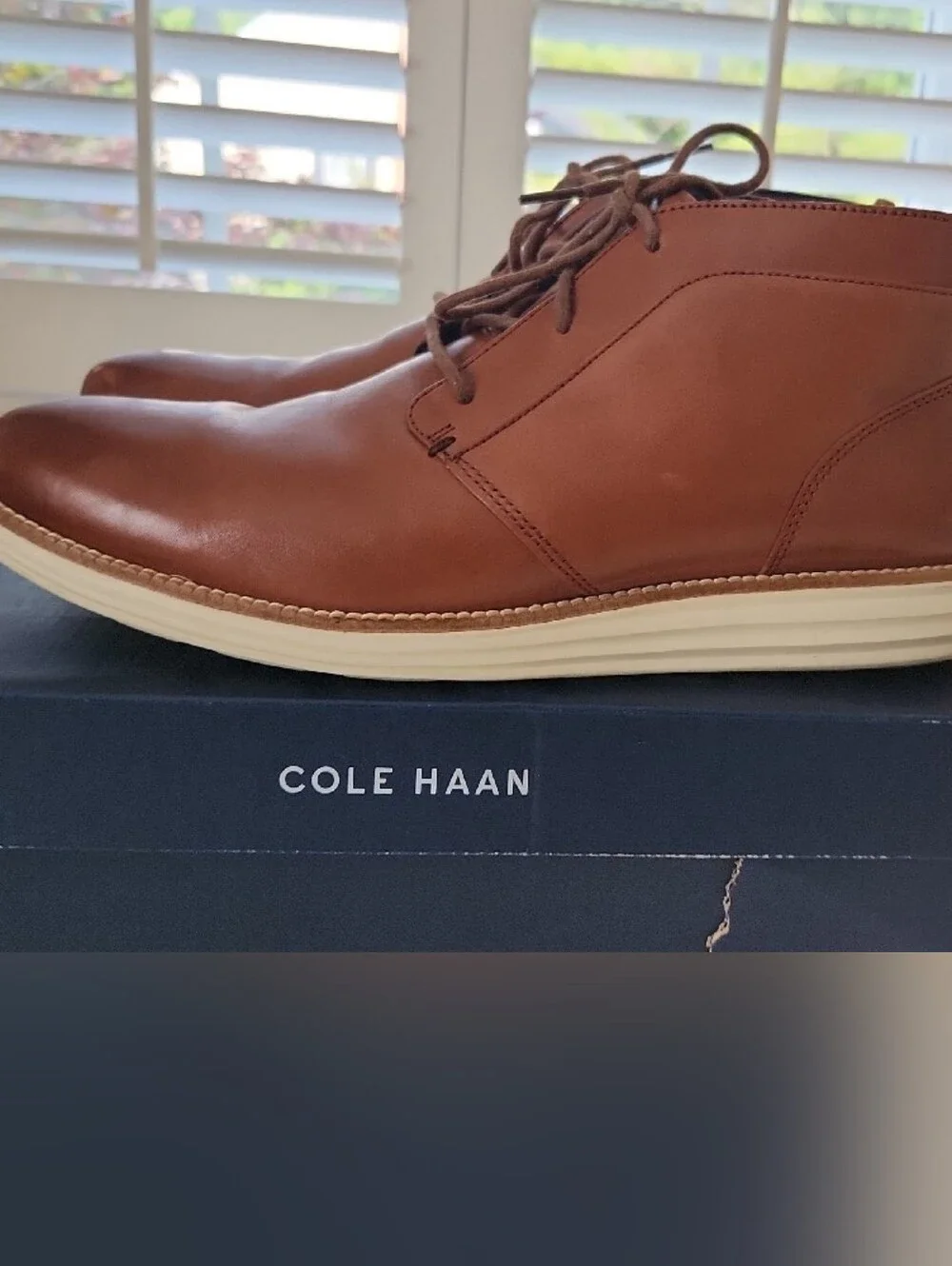 Cole Haan Men's Cognac Brown Leather Chukka Boots